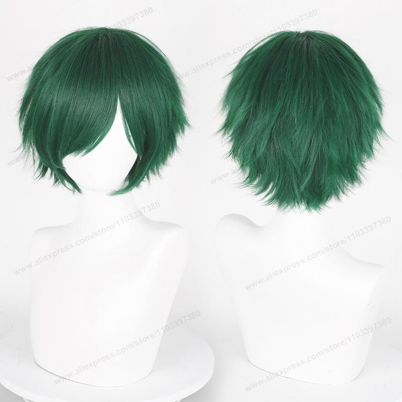 Anime 30cm Short Straight Cosplay Wig Black White Green Brown Purple Blue Gray Red Gold Man Women Heat Resistant Synthetic Hair