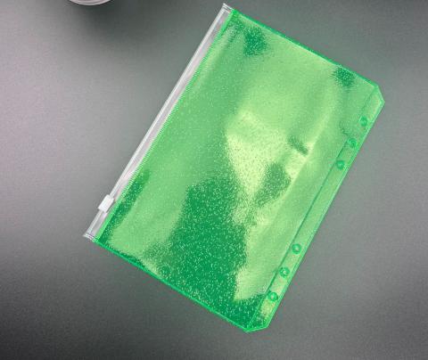 A6 Bunte Flache Glitzer-Ordnerhüllen Ordner Reißverschluss-Mappen Für 6-Ring-Notizbuchordner Wasserdichte PVC Blatt Dokumentenablage Tasche