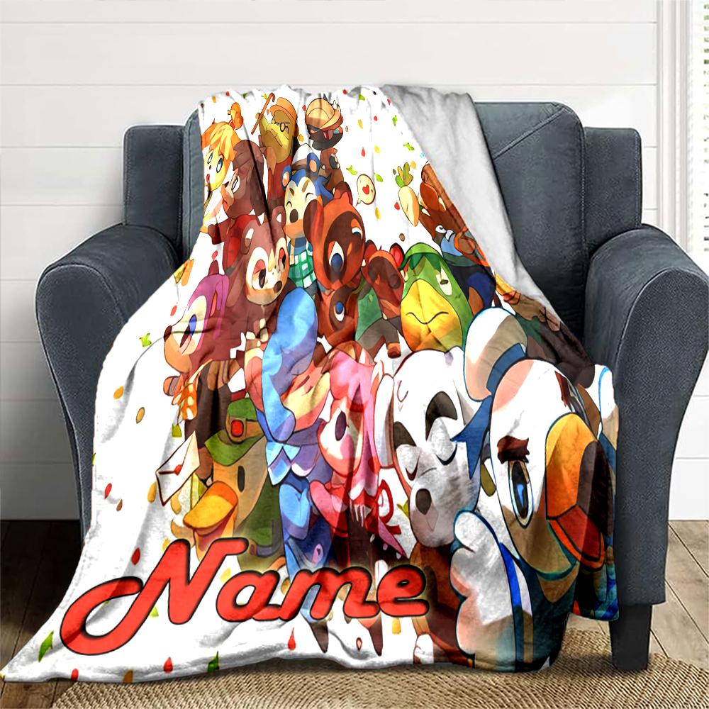 Customiz Name Personality Animal Crossing (2) Blanket Soft &Warm Sofa Office Bed Travel Lunch Break Blanket, Gift Suitable for All Seasons