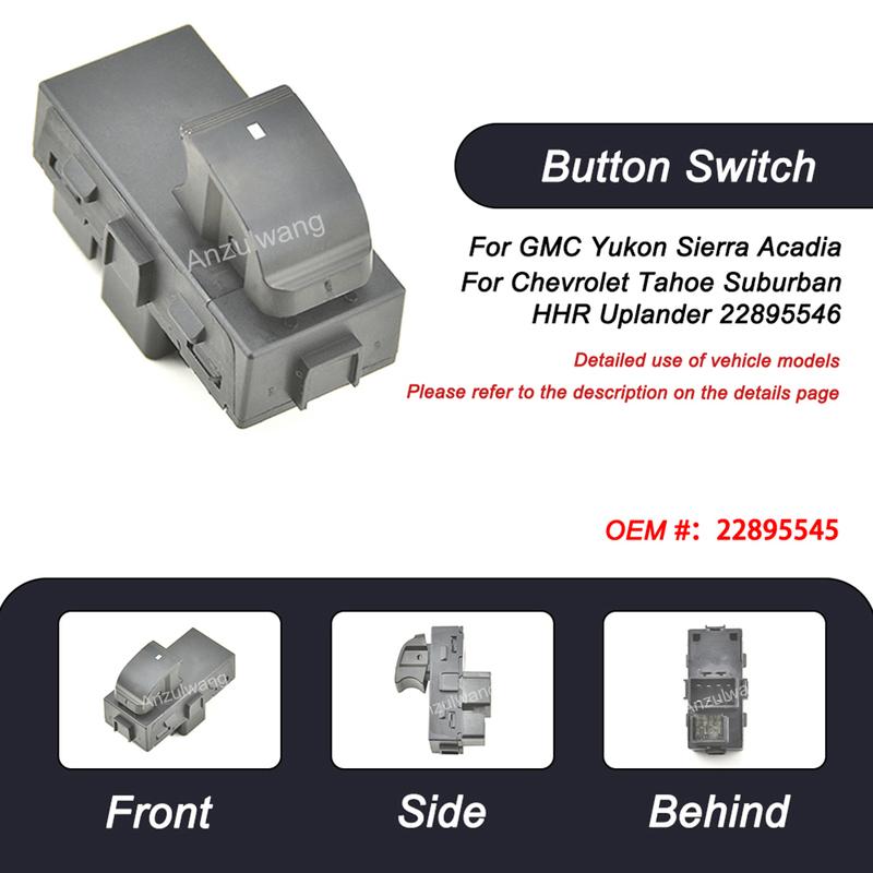 Car Passenger Side Power Window Lifter Switch Button For Chevrolet Silverado Traverse Tahoe Suburban GMC Yukon Sierra 22895545