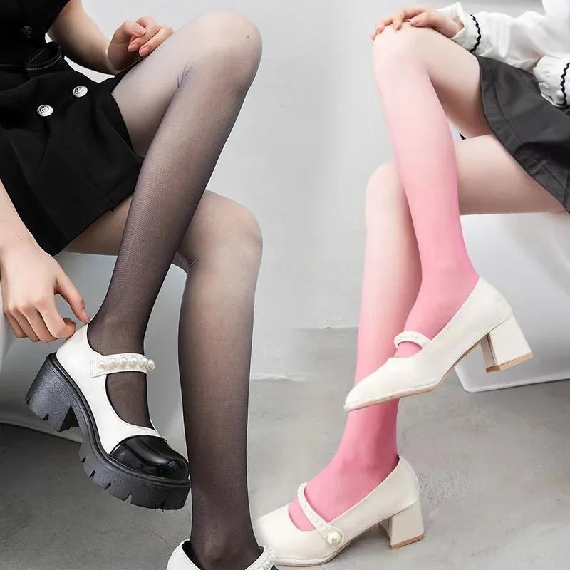 Sexy Gradient Color Pantyhose Women'S Stocking Candy Color Tight Thin Transparent Summer Sale Lolita Stockings Female New