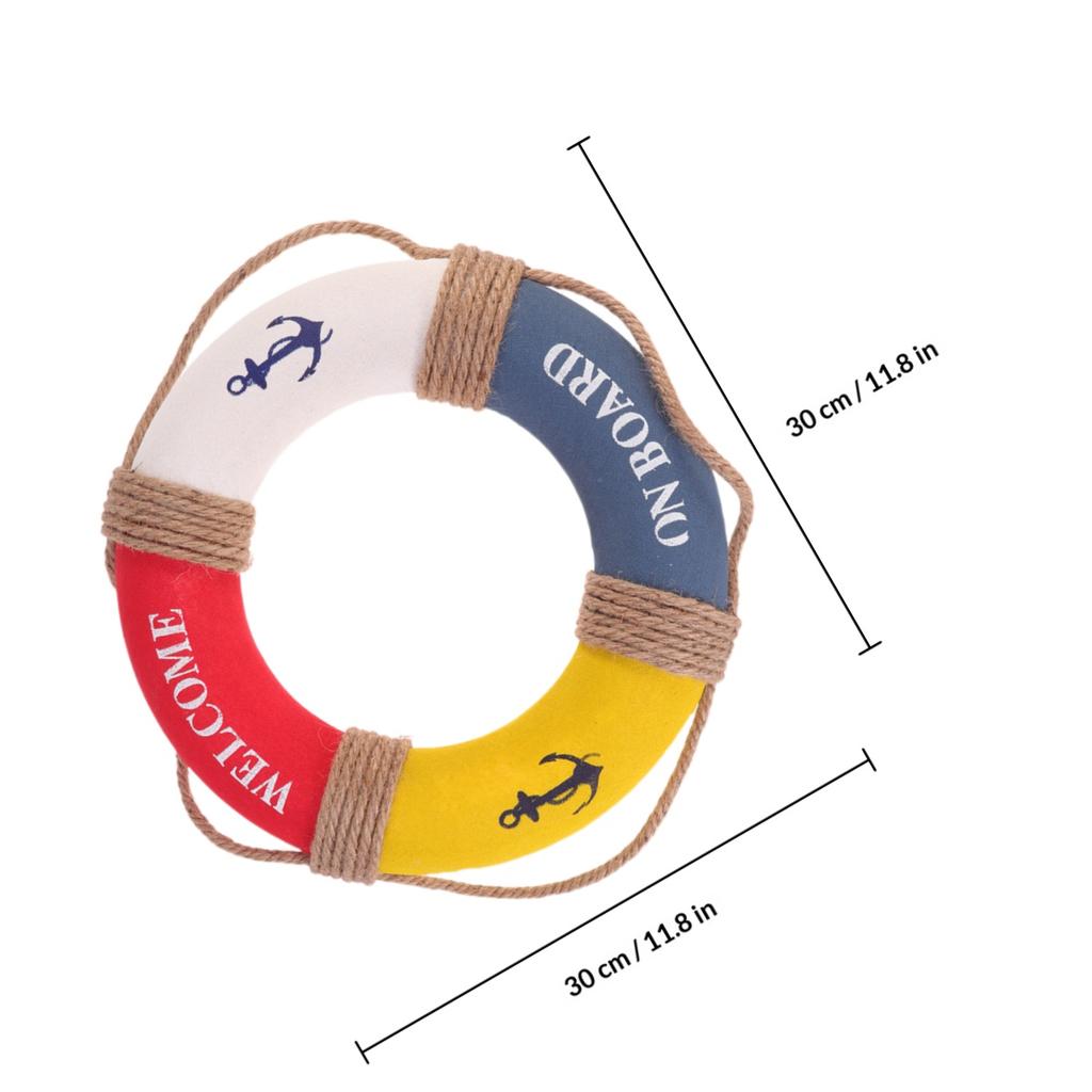 1Pcs Hanging Lifebuoy Mediterranean Style Decoration 30Cm Red Yellow Door Sign for Cafe Restaurant Bar Festival Decoration