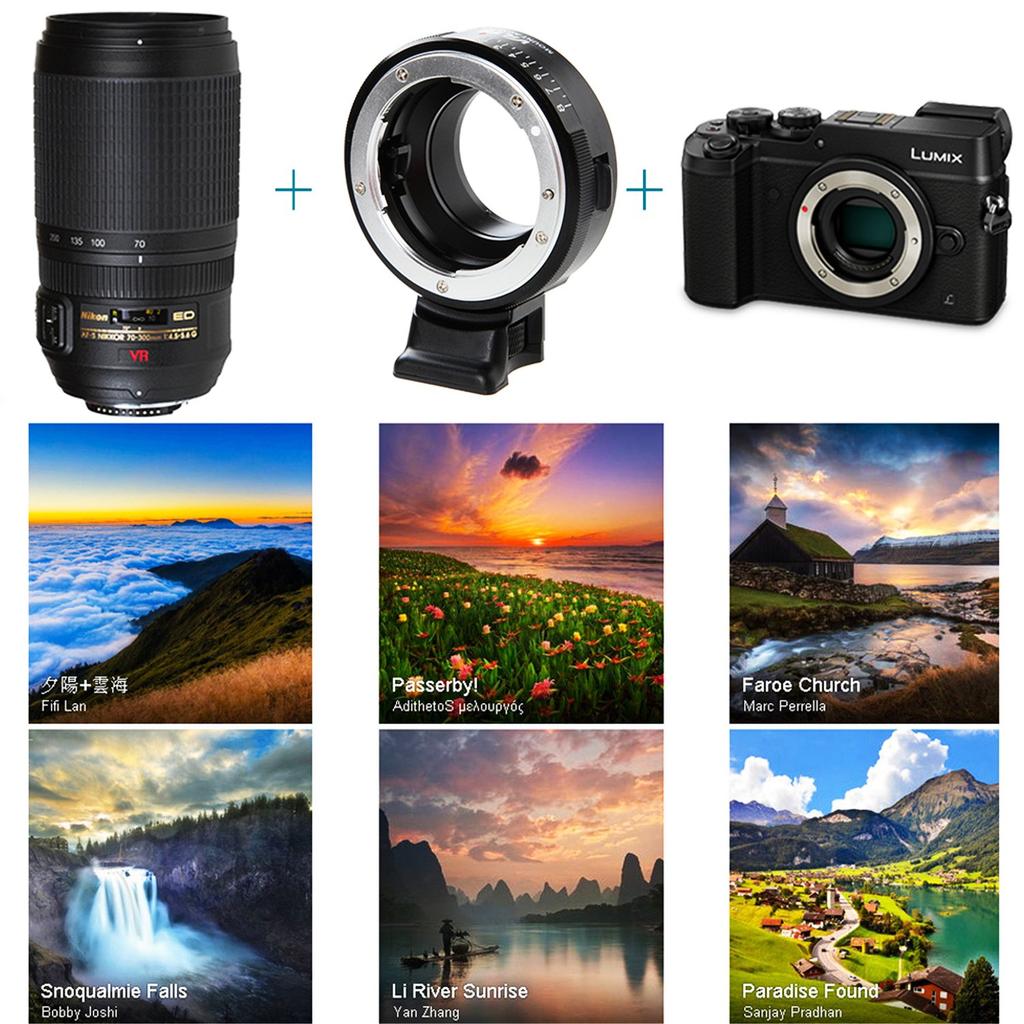 VILTROX Mount Manual Aperture Nikon Lens to Mount Adapter for Panasonic and Olympus M43 Mount Cameras NF-M43 Adapter, Focus, 16-Step Adjustment, G&D