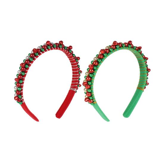 Christmas Headband Red Green Bell Decor Girls Headdress Holiday Season Party Hair Hoop Hair Accessory