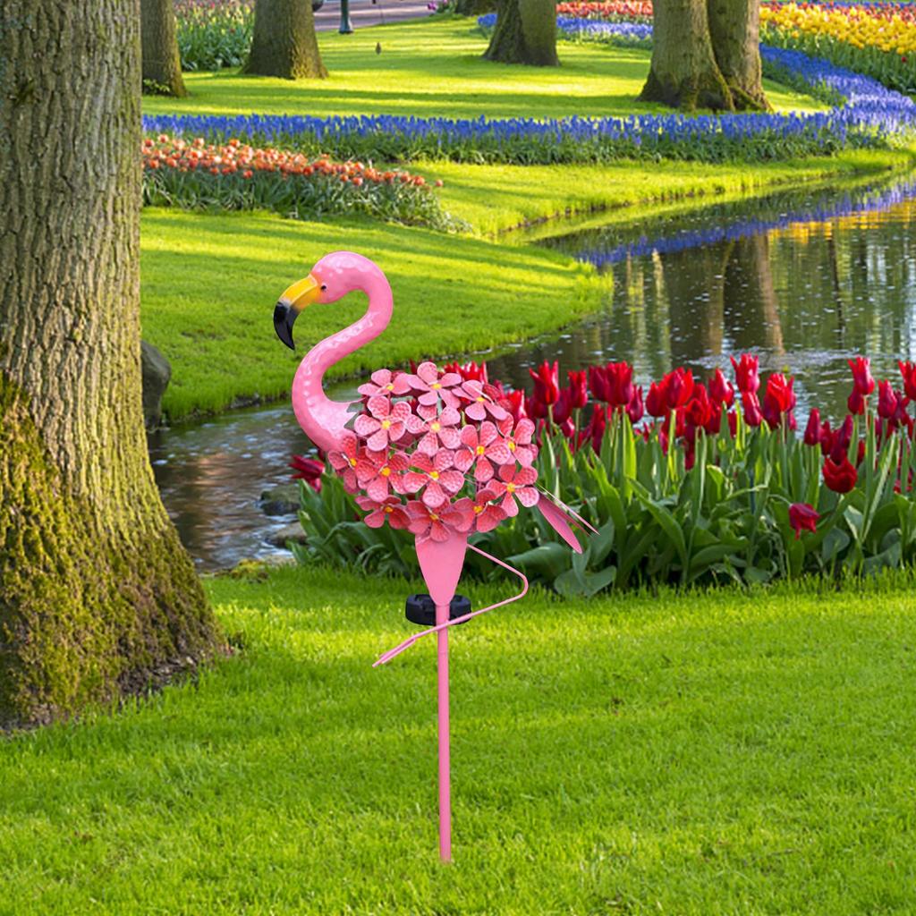 Garden Solar Lights Outdoor Solar Powered Flamingo Stake Lights Metal Flamingo Decorative Lights Weatherproof Pink Flamingo