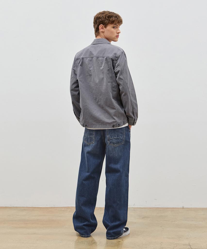 Ryul+Wai Denim Pigment Loose Safari Jacket Grey C5