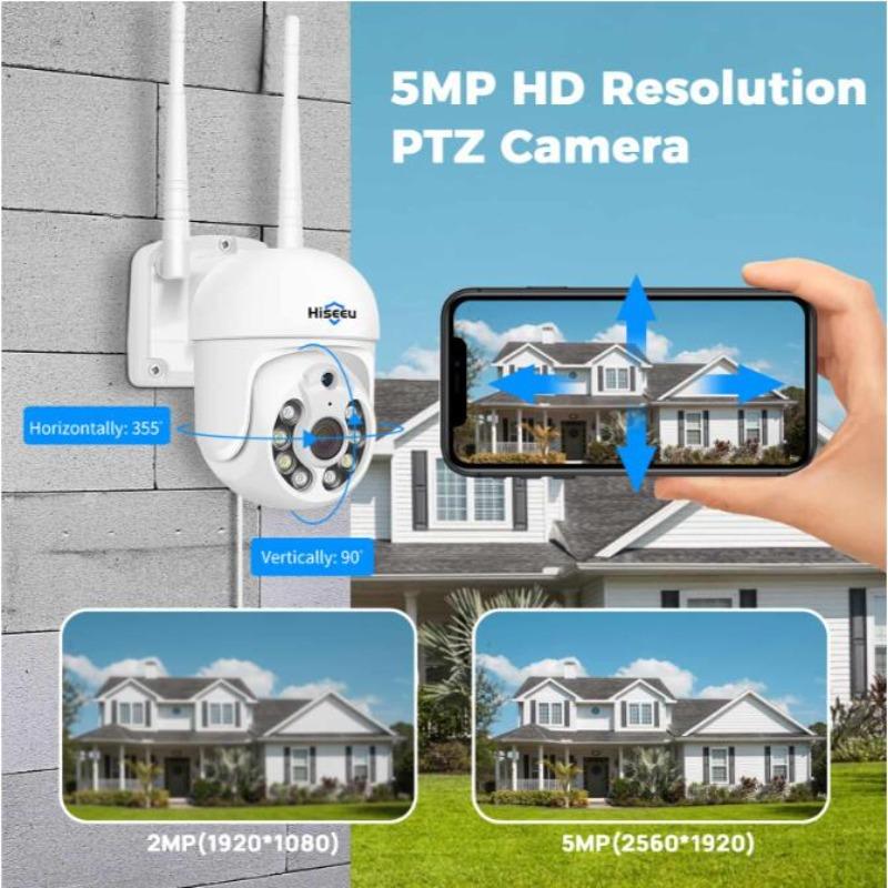 5MP PTZ 360 Degree View Security Camera Outdoor With IP66 Waterproof Full Color Night Vision