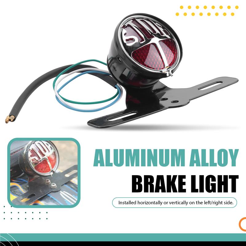 Motorcycle Retro Taillight Miller Stop Tail Light Number Plate Rear Lamp Bracket Chopper Brake Stop Light