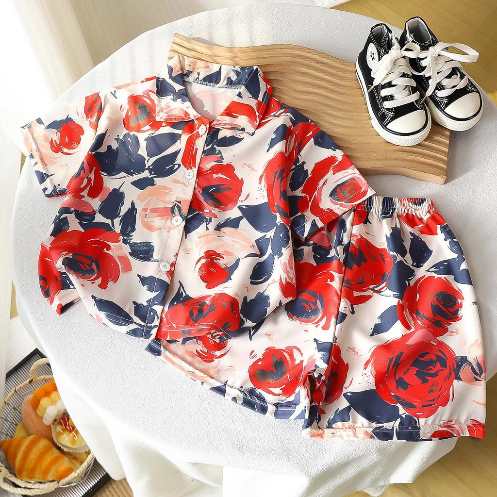 Childrens Summer Outfit Set With Cotton Blend Fabric For Boys
