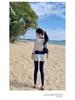 Summer Retro Long Sleeve Crop Top: European & American Streetwear Beach Swimwear