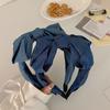 Fashion Women's Denim Headband with Center Bow Knot for Adult Daily Casual Hair Hoops Accessory