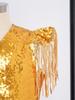 Boys Sequined Patchwork Vest Tassels Cap Sleeves V Neckline Stage Performance Waistcoat