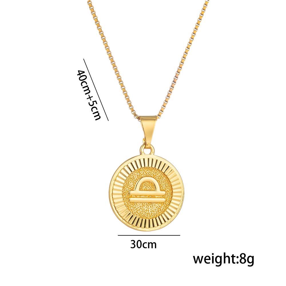 New North 12 Zodiac Sign Necklace Stainless Steel Fashion Jewelry Ancient Roman Coin Relief 12 Zodiac Pendant Necklace Women