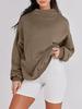 2025 Autumn/Winter Women's Loose High Neck Solid Color Long Sleeve Pullover Sweatshirt