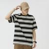 Men's Trendy Black Ice Silk Cotton Crew Neck Loose Fit Printed Short Sleeve T-Shirt