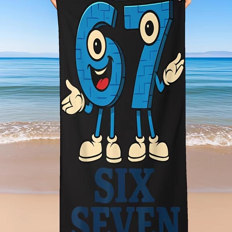 1Pc 67 Number Meme Beach Towel, Italian Math Puzzle,Super Absorbent Lightweight,Ideal For Adults Pool Travel Beach Vacation Bath