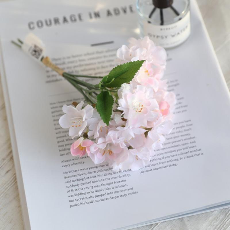 Cherry Blossom Branch Bouquet Short Branch Spring Peach Flower Artificial Flower Home Decoration Small Bouquet