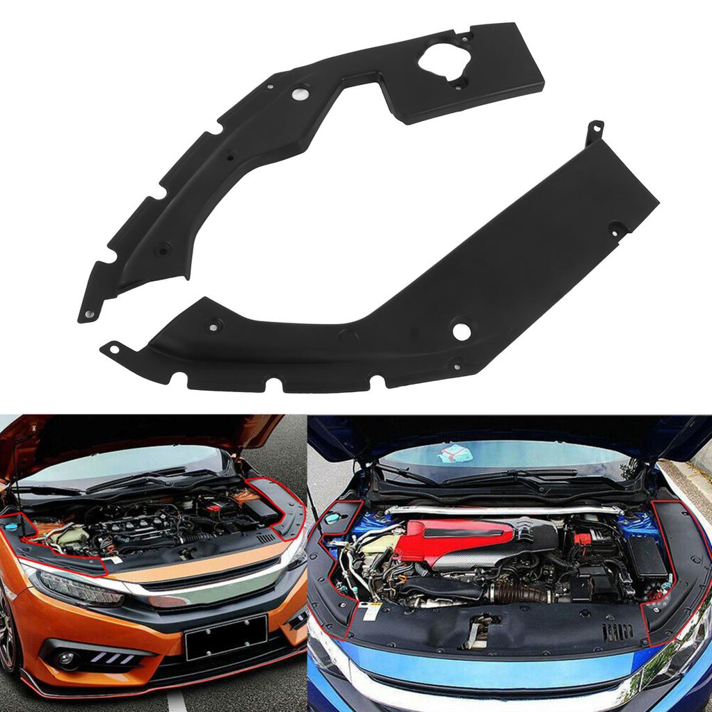 2PCS Engine Bay Side Panel Wear Heat Resistant Dustproof Replacement for CIVIC 10TH 2016‑2020