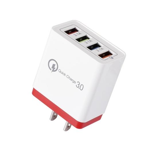 Portable Travel 4 USB Ports Fast Charging QC 3.0 Wall Charger Power Adapter