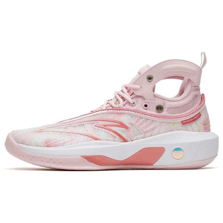 New Anta KT8 520 Slip Resistant Cushioning Wear Resistant High Top Performance Basketball Shoes Pink White 112321101-10