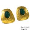 New Exaggeration Resin Geometric Metal Stud Earrings for Women Hammered Texture Personality French Party Heavy Jewelry Gifts