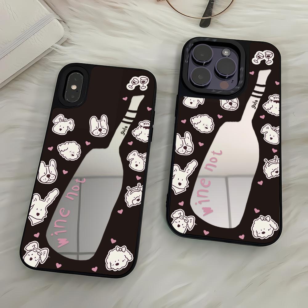 Mirror Phone Case for iPhone 15 11 13 14 for 15 16 Pro Max 12 13 16 Pro Cloud Flower and Animal Cute Style Phone Case