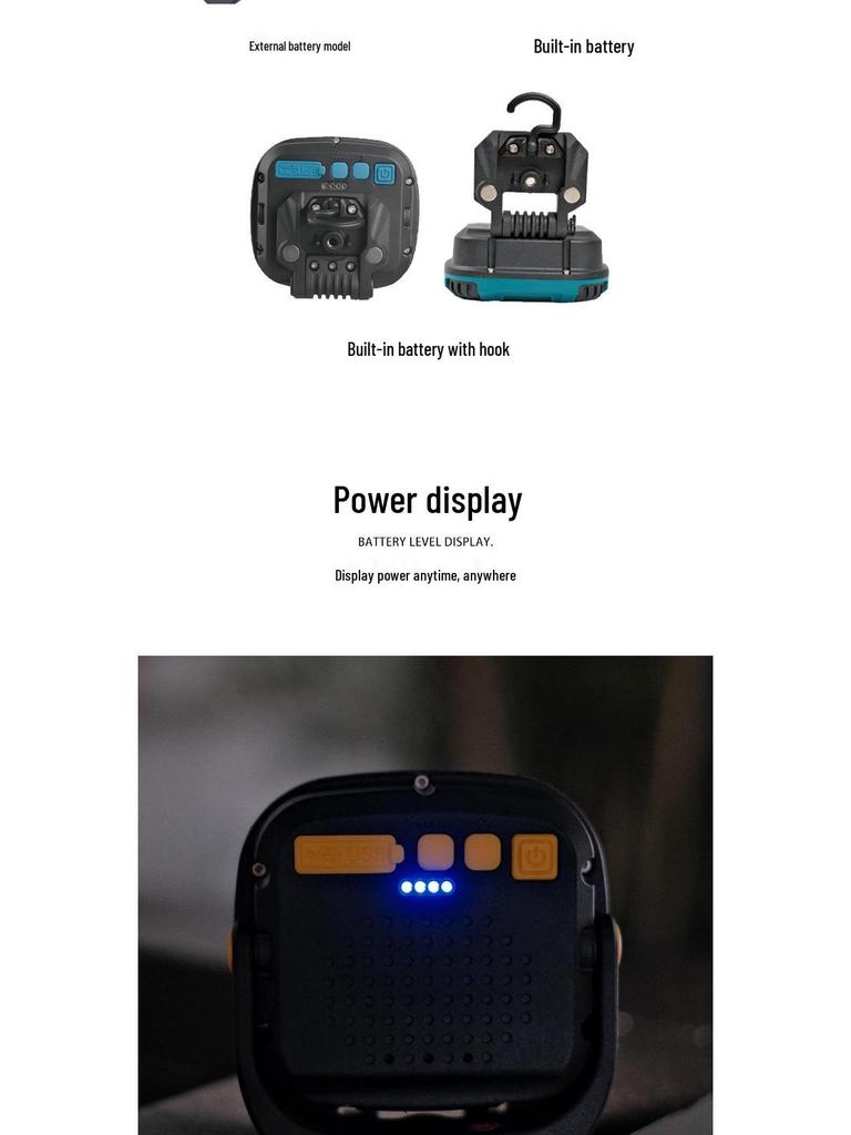 Portable LED Work Light with Strong Magnet & Hook - High Brightness, Long Battery Life, Ideal for Outdoor Emergencies