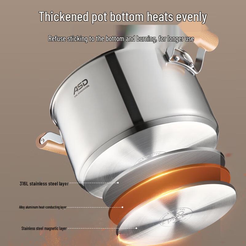 ASD 316L Stainless Steel Soup Pot with Steamer