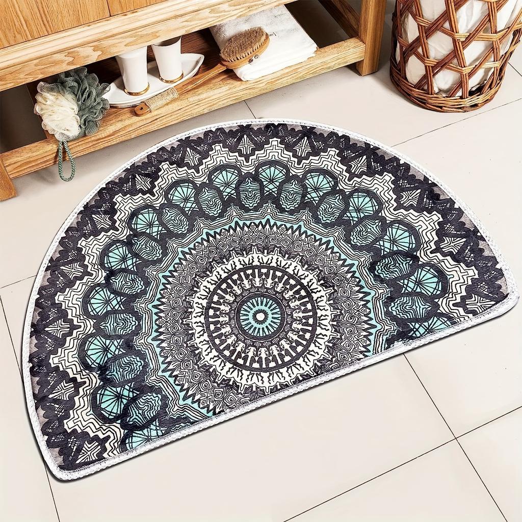 Bohemian Style Semi Circular Entry Rug Ethnic Geometric Entryway Living Room Ins Style Home Decor Non Slip Floor Mats