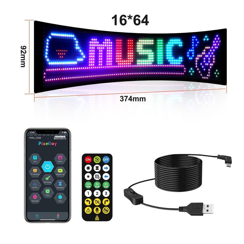 Smart LED Car Sticker: Full Color Flexible Display with Bluetooth Scrolling Subtitles for In-Car Advertising.
