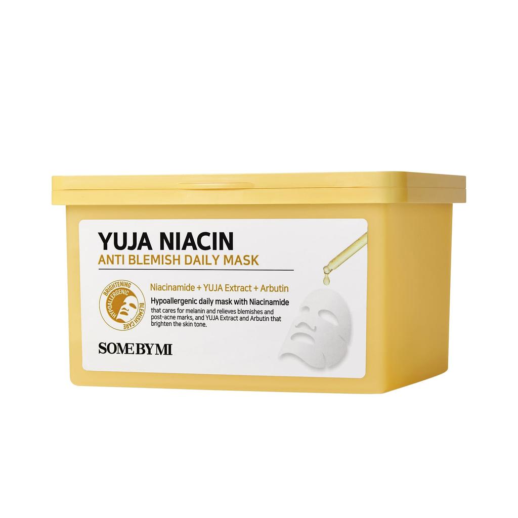 SOME BY MI Yuja Niacin Daily Mask Face mask with yuzu fruit and vitamin Korean Anti-Blemish (30 sheets, 370ml) - niacinamide, extract, arbutin, C.