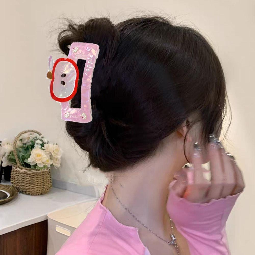 Cute Fruit Acetate Claw Clip Sweet Ponytail Shark Clip Lovely Strawberry Shark Clip  Girls