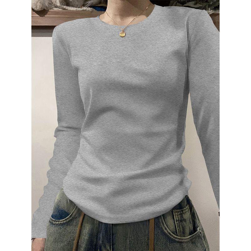 

Women s Slim Fit Long Sleeve Cotton T-Shirt - Autumn/Winter Versatile Fashion Top M (Weight 95-105 kg)