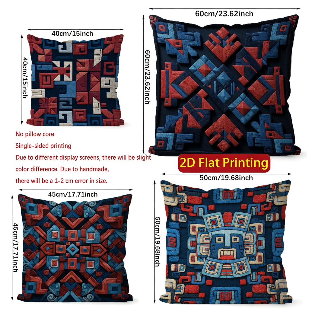 2D Bohemian Aztec Geometric Throw Pillow Covers Pattern Cushion Cover Suitable For Sofa Bedroom Car Pillow Cover