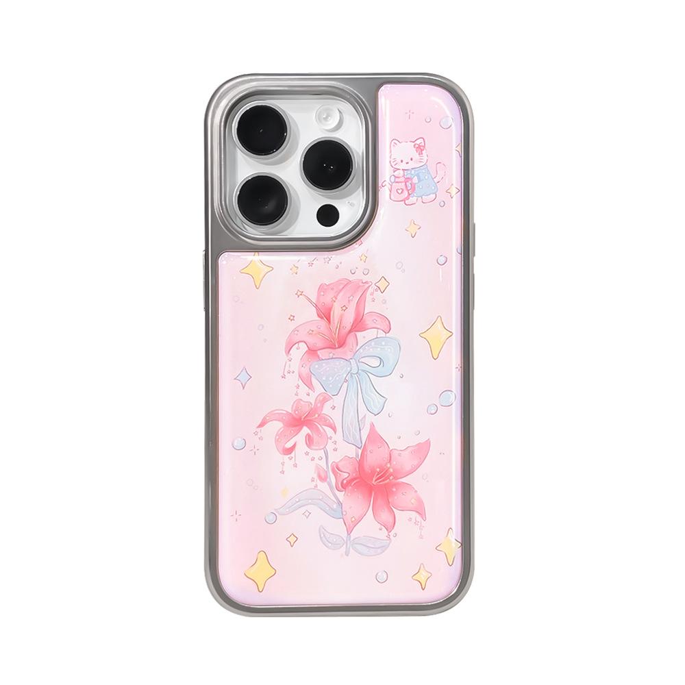 Applicable iPhone16promax Mobile Phone Case Ins Wind Shell Flower Water Condensation Apple 15 Electroplating Advanced 13/14