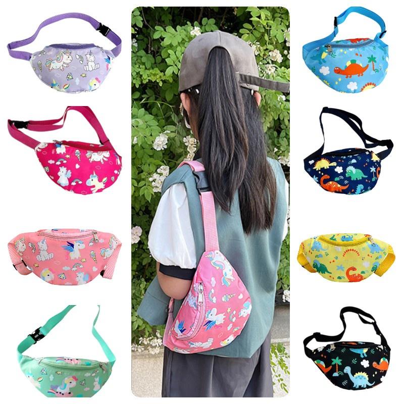 Cute Unicorn Kids Waist Bag Cartoon Dinosaur Shoulder Bag Nylon Material Lightweight And Theft-proof