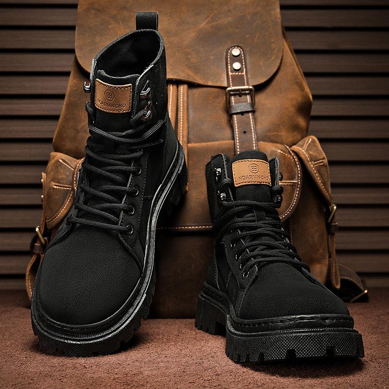 Casual High Top Man Boots Platform Thick Sole High Top Round Toe Leather Shoes for Men Quality Fashion Pu on Sale Comfortable
