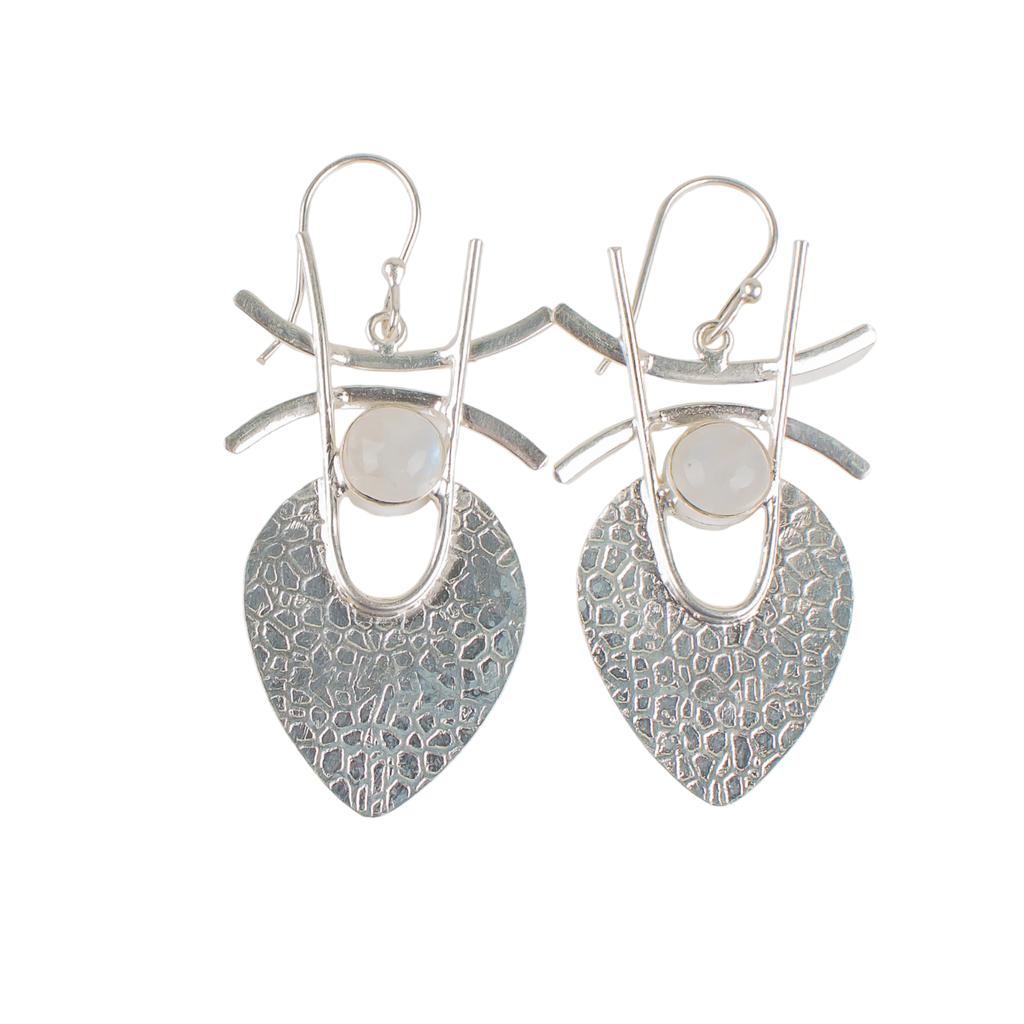 Rainbow Moonstone Gemstone 925 Sterling Silver Jewelry Handmade Earrings 1.78" EE-64-19