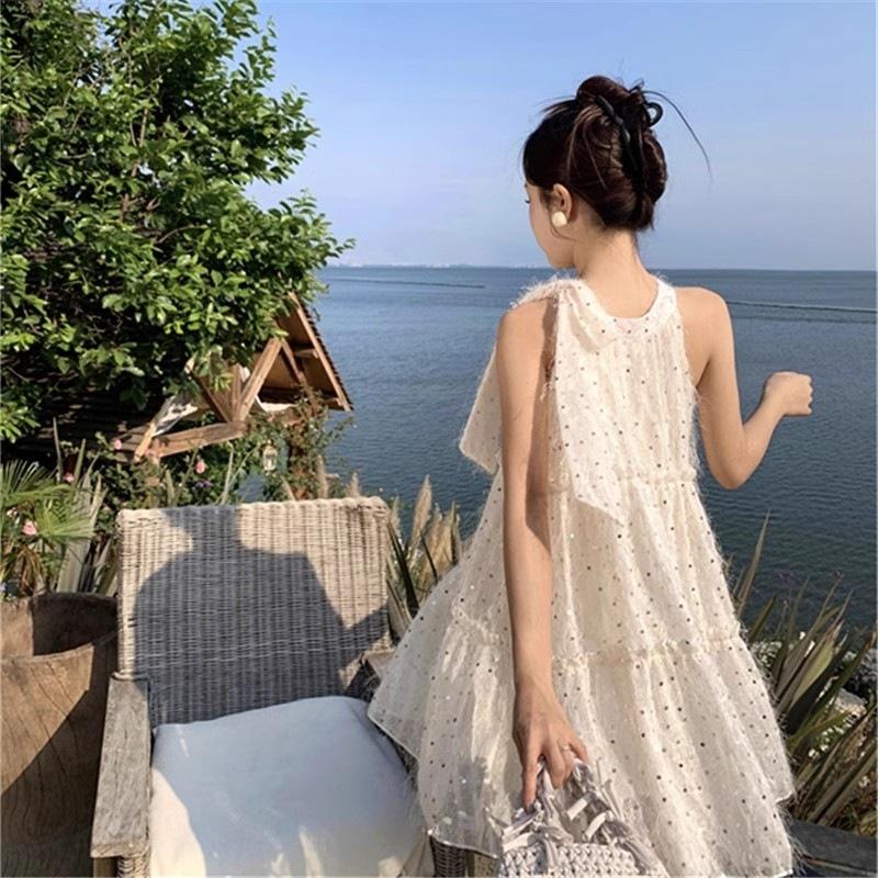 2026 New Bow Tie Neck Dress Women's Summer Niche Design Doll Skirt Small Short Skirt