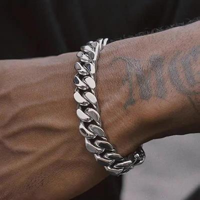 Handgefertigtes kubanisches Armband aus Titanstahl - Langlebig, trendig, Hip-Hop-Stil für Männer