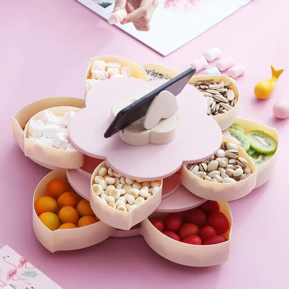 with Phone Holder Rotating Petal Candy Box Dust-proof Jewelry Organizer Snack Tray  Wedding