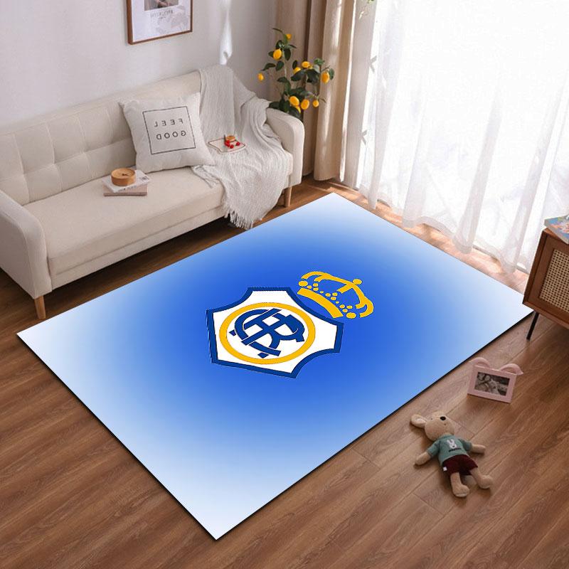 Blue Royal Crest Carpet Design suitable as a non-slip mat for the living room or bedroom sofa