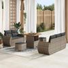 8-piece Garden Sofa Set with Cushions Grey Poly Rattan Acacia, 3-piece Garden Dining Set 3361818