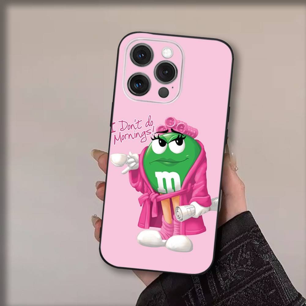 

M-MS Chocolate Phone Case For iPhone 17,16,15,14,13,12,11,Pro,Max,Plus,Air,X,XS,XR,SE,8,7,Mini,Soft Black Funda iPhone12