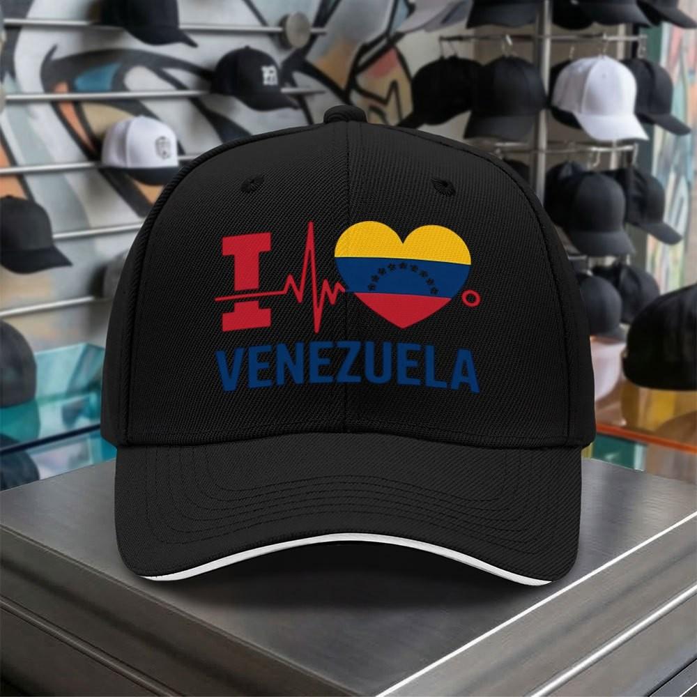 I Love Venezuela Heartbeat Graphic Baseball Cap Adjustable Polyester Casual Hat