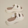 CRLAYDK Platform Slide Sandals for Women Beach Fold Summer Causal Thick Sole Soft Leather Open Toe Slip on Slippers