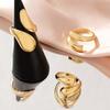 3 Stück/Set Vintage Goldfarben Wassertropfen Ringe für Damen Mode Kreativ Metall Glatt Geometrisch Verstellbarer Offener Ring Zirkon
