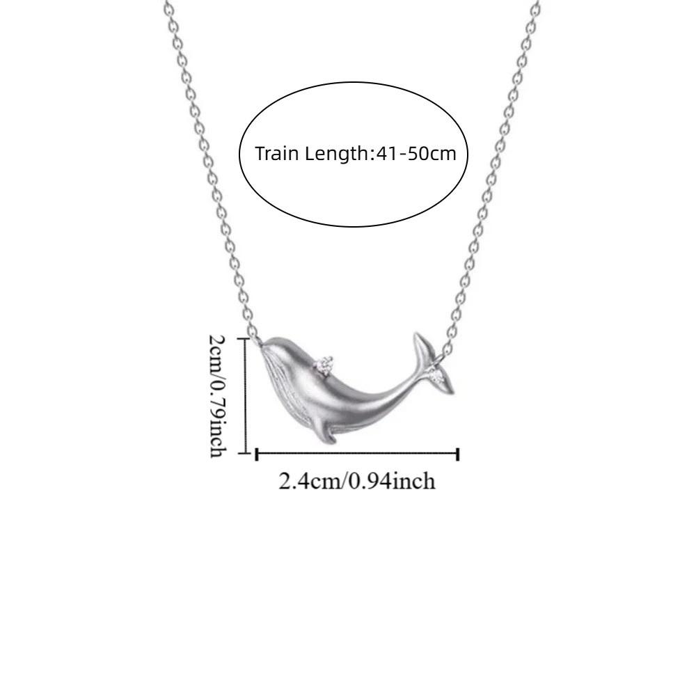 Silver Clavicle Chain Elegant Zircon Pendant Gift Whale Pendant Necklace  Jewelry