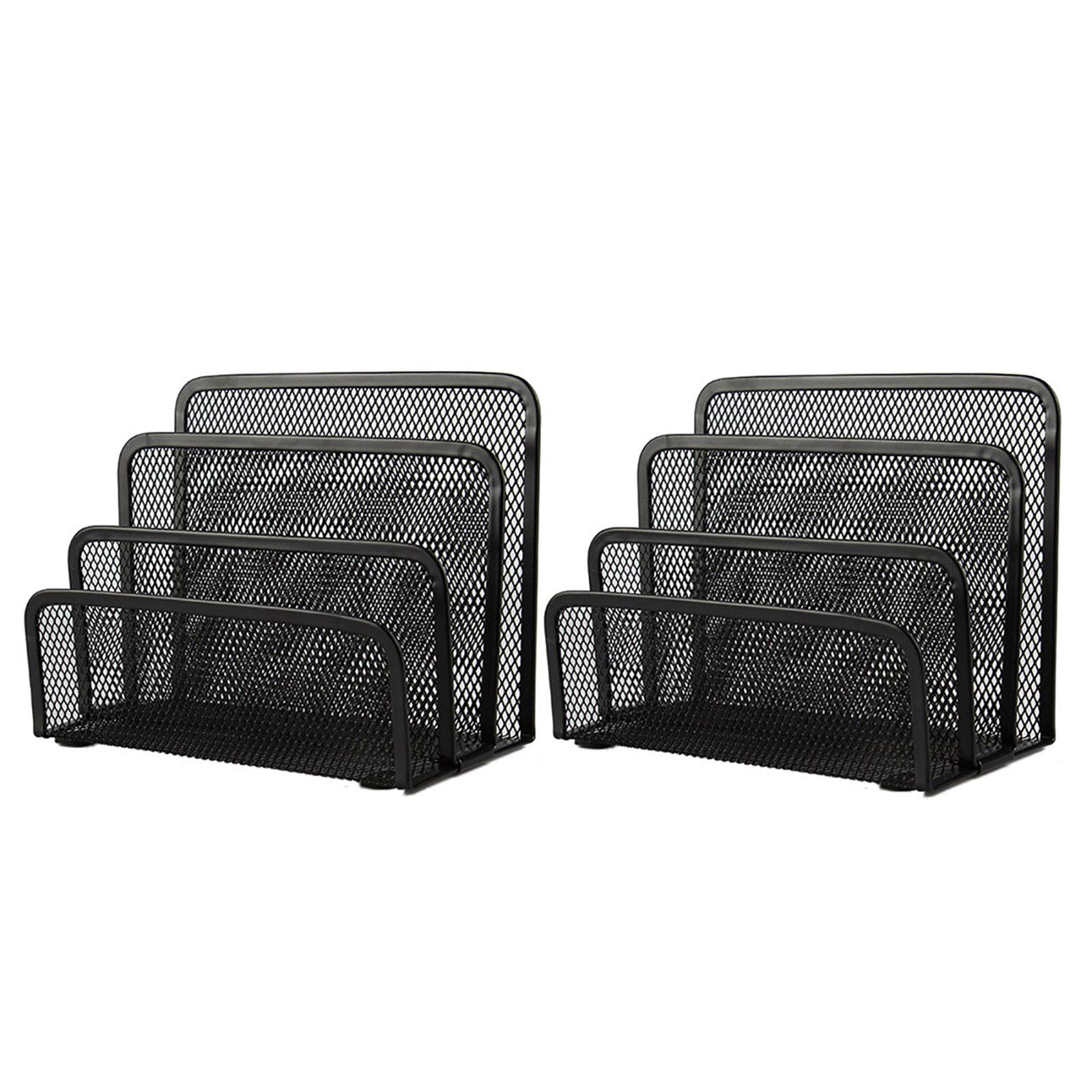 

VANRA Letter Rack, File Box, Magazine Rack, Metal Mesh, Mini Letter Rack, Desk Organizer, Document Tray, Desktop Storage, Office Supplies, Black, Set