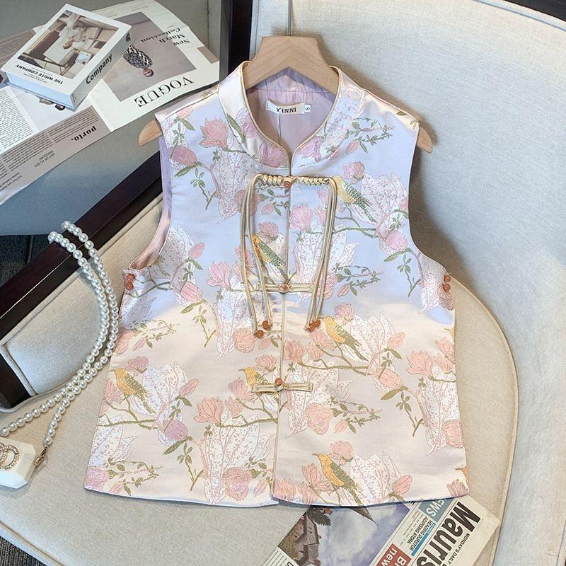 

2025 жилет с дисковой пряжкой, жаккардовый жилет, женский весенний новый маленький топ 3XL (recommended 138-75kg)